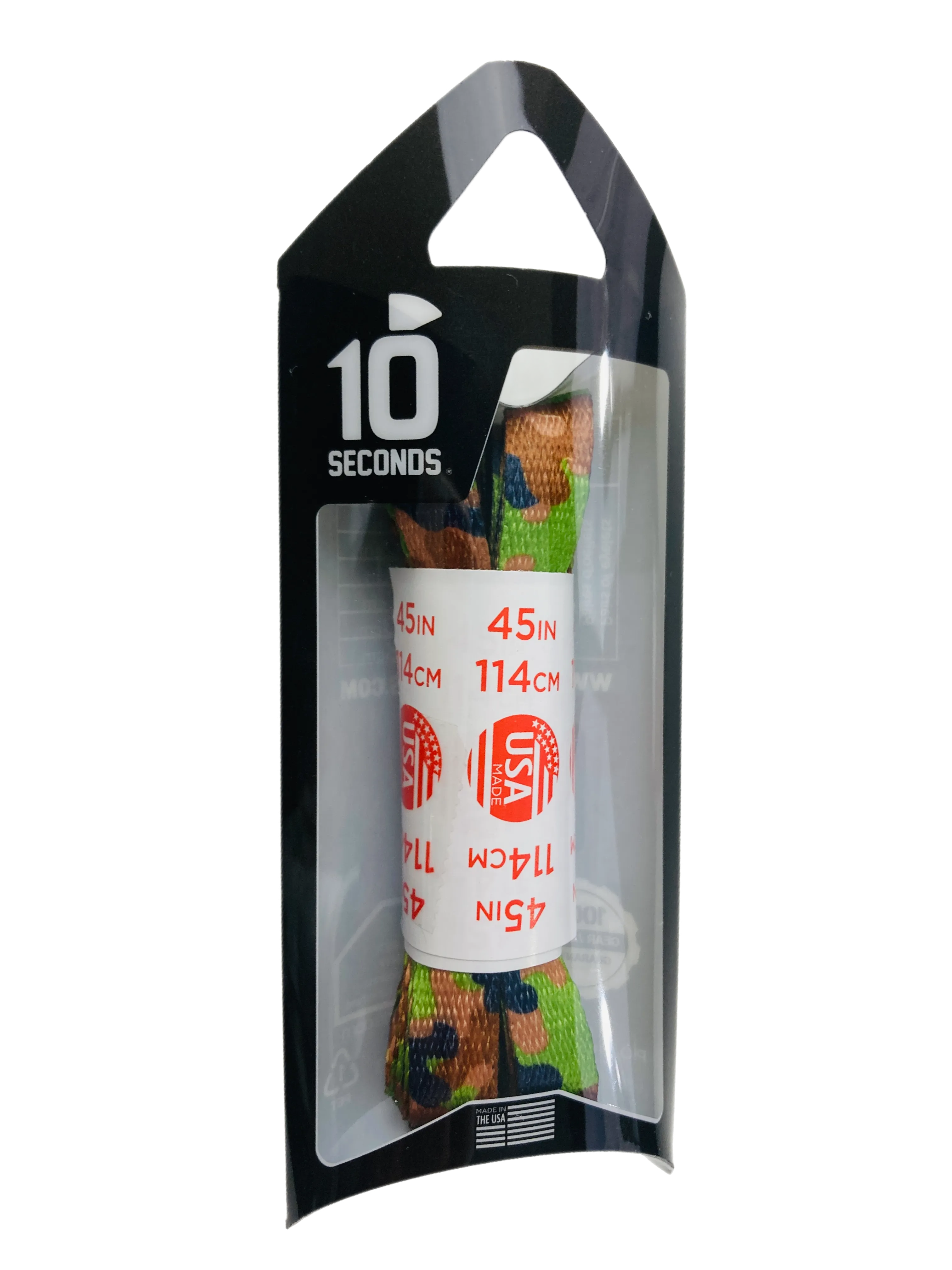 10 Seconds ® Athletic Printed Flat Laces | Army Green Camo
