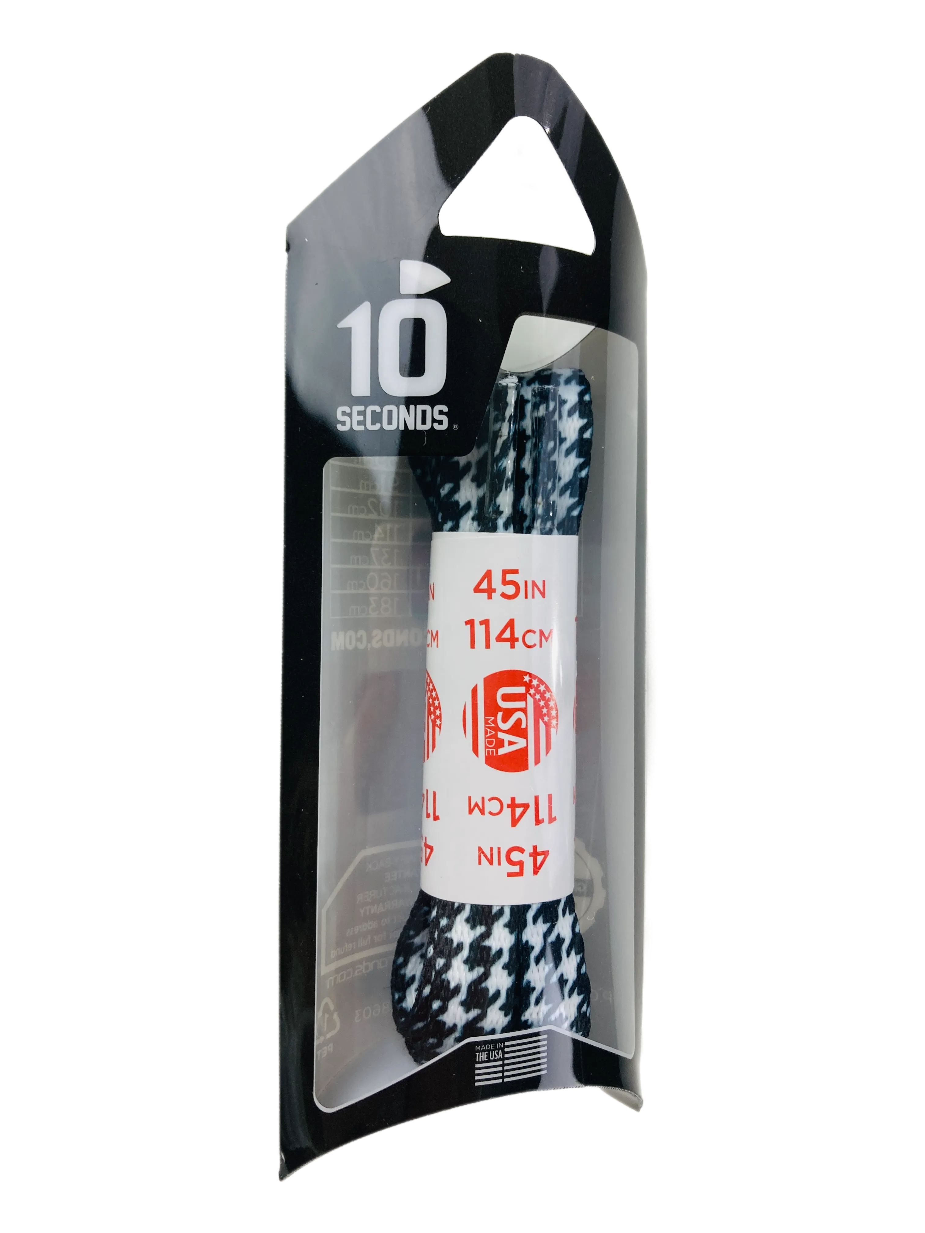 10 Seconds ® Athletic Printed Laces | Black/White Houndstooth