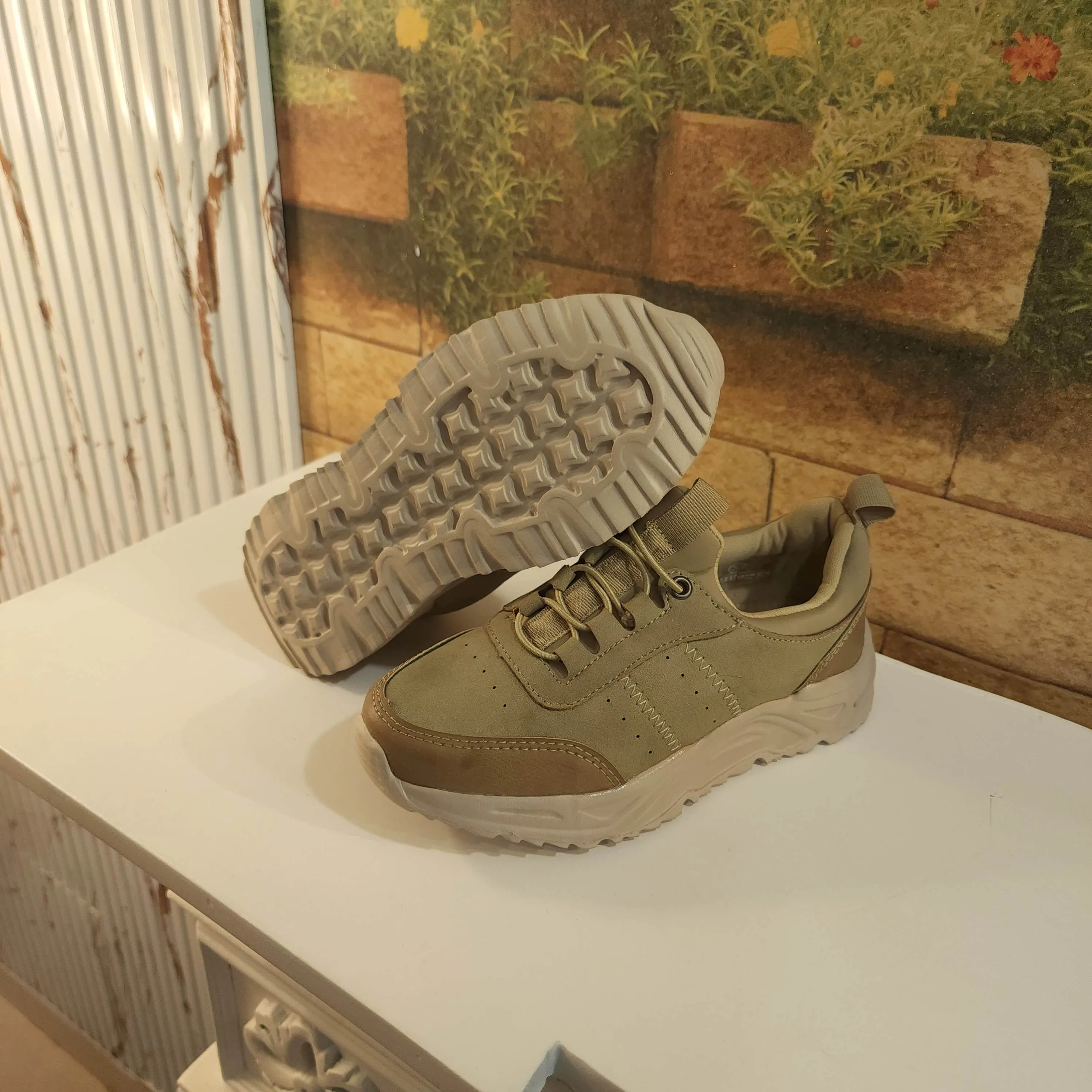 Beige Laces Casual Shoes