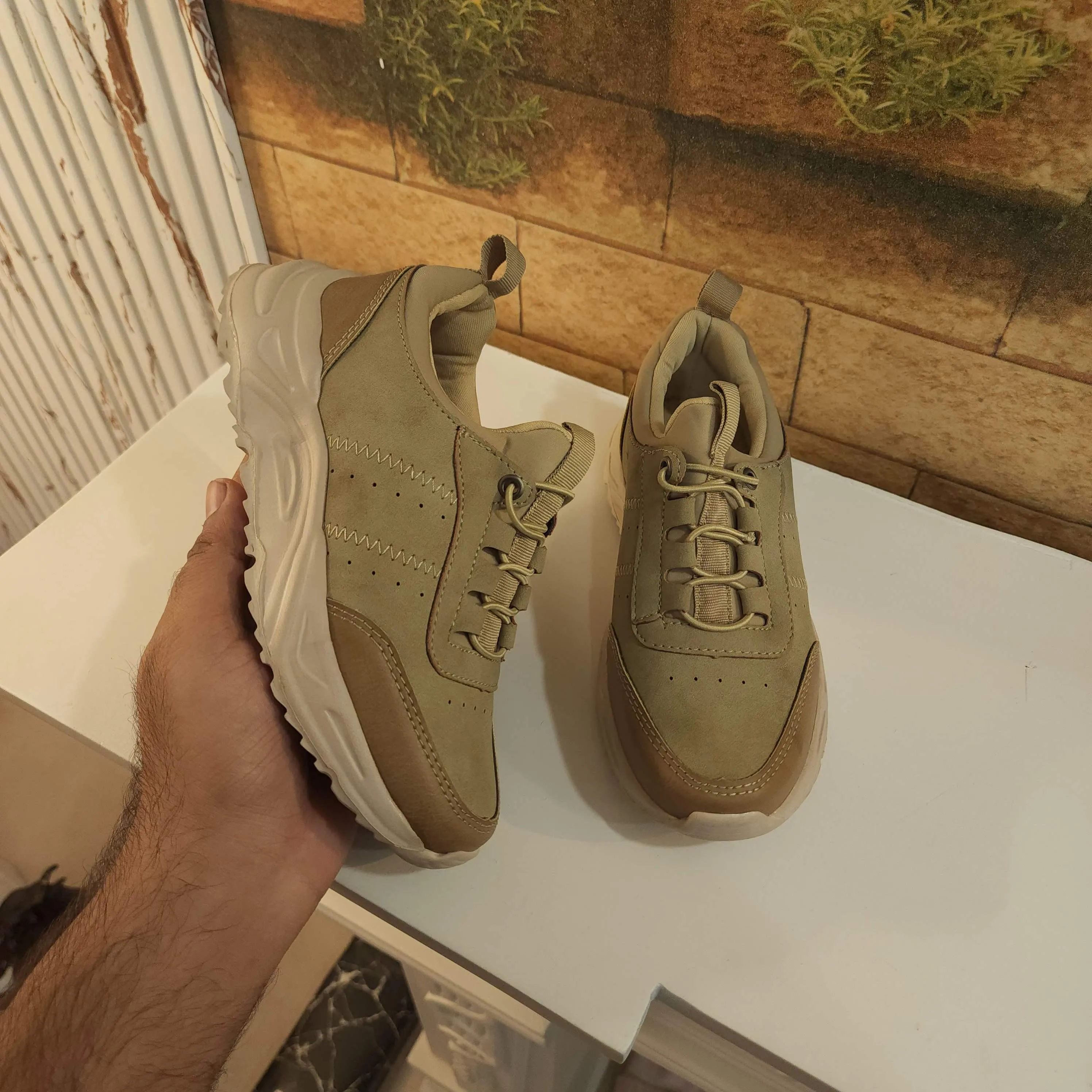 Beige Laces Casual Shoes