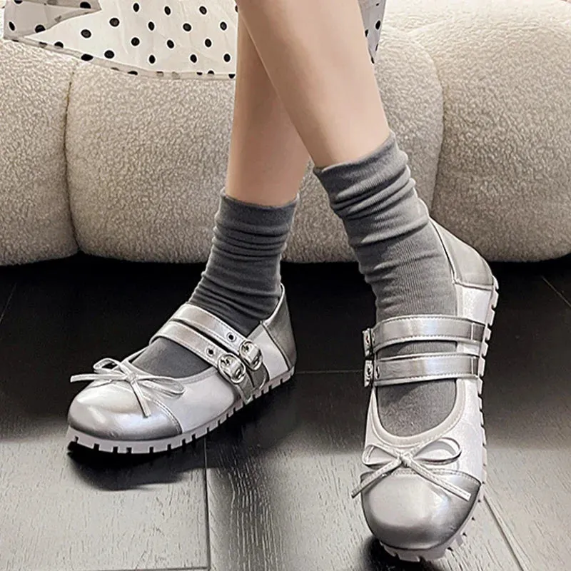 binfenxie  -  Flats Bow Ballet Dance Shoes Casual Shallow Women Sandals 2024 Fashion Autumn New Fashion Shoes Walking Female Cozy Dress Shoes