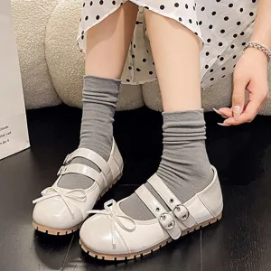 binfenxie  -  Flats Bow Ballet Dance Shoes Casual Shallow Women Sandals 2024 Fashion Autumn New Fashion Shoes Walking Female Cozy Dress Shoes