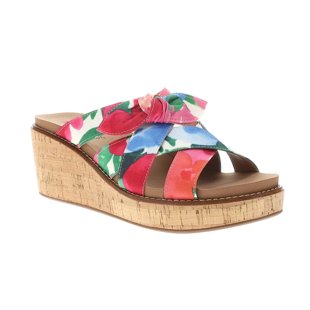 Bowdacious Floral Wedge Sandals