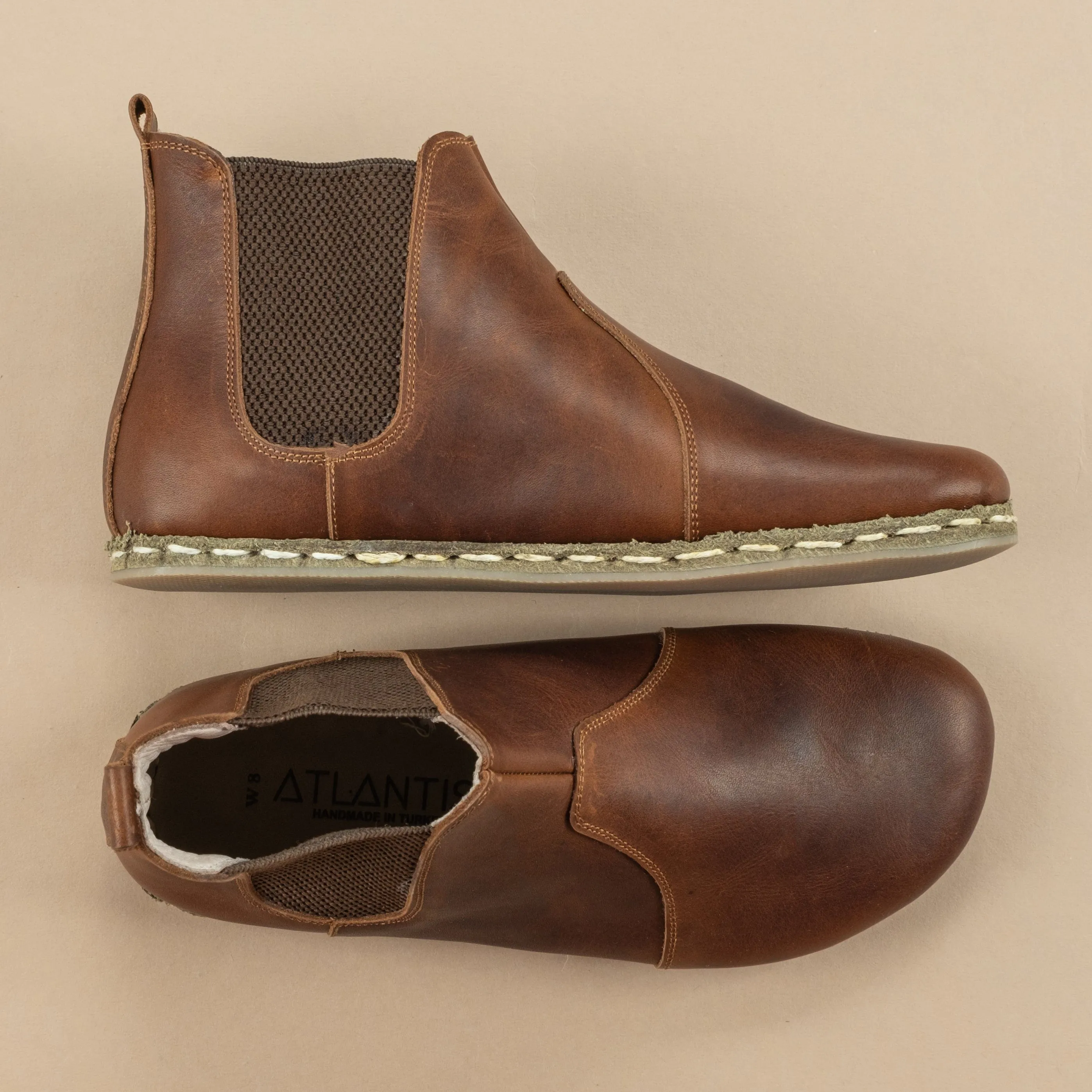Men's Coffee Barefoot Chelsea Boots From Atlantis Handmade Shoes